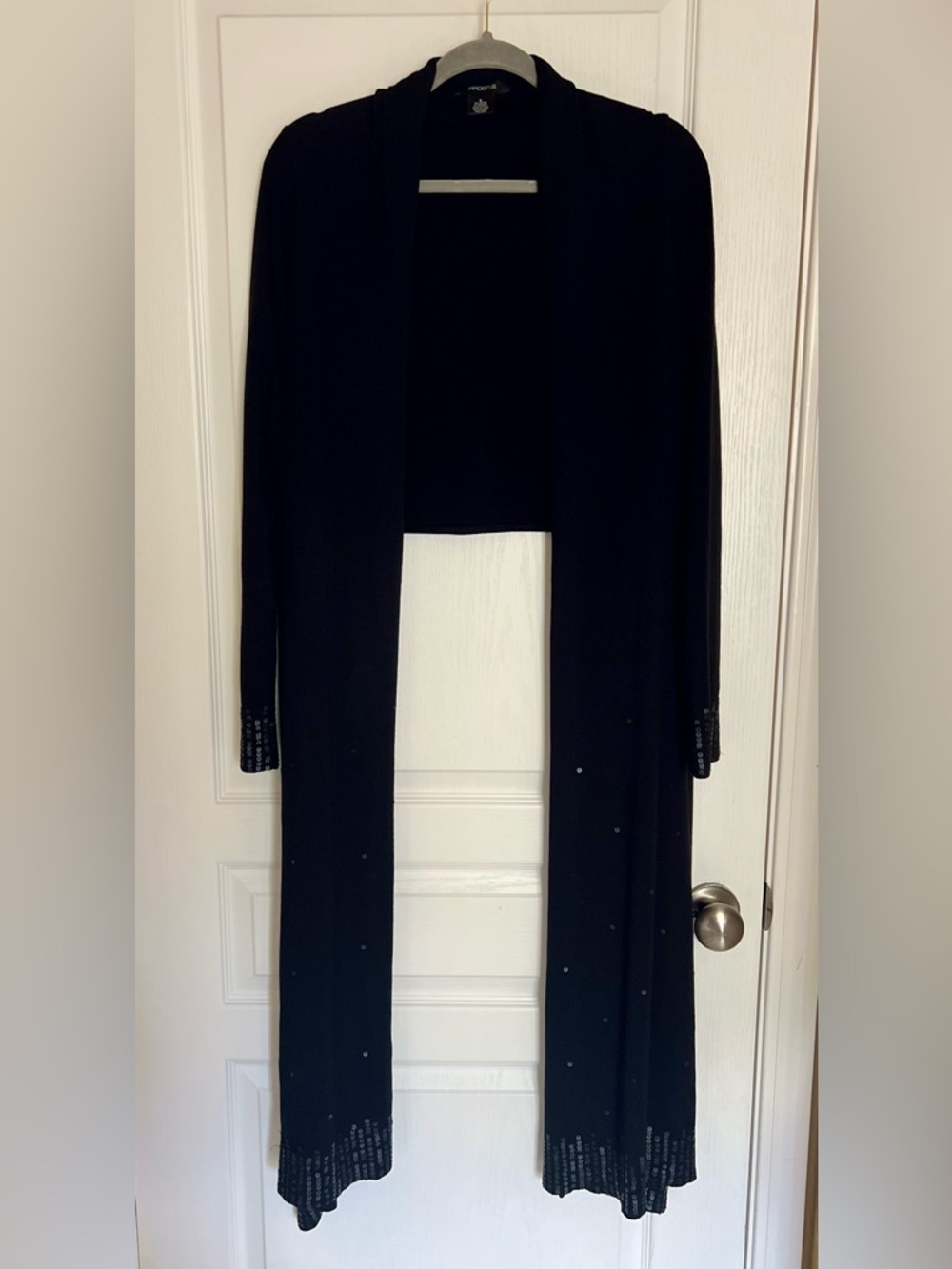 Arden B Elegant Black Open-Front Wrap Shrug/Cardigan with Subtle Sequin Details